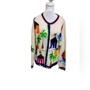 Design Options Philip & Jane Gordon button sweater carnival artsy vacation XL